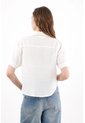 Topmark Camisa Boxy Con Frente Calado Tipo Encaje De Algodón Marfil Para Mujer de topmark
