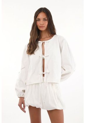 Topmark Abrigo Con Flores Bordadas Crudo Para Mujer