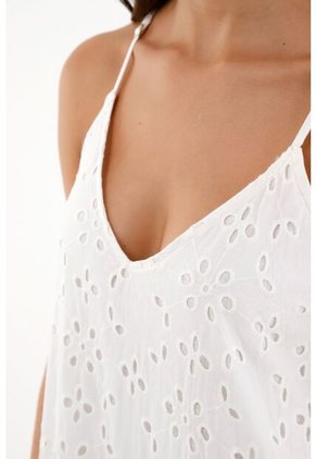 Vestido Largo Con Detalles En Ojalillo Para Mujer