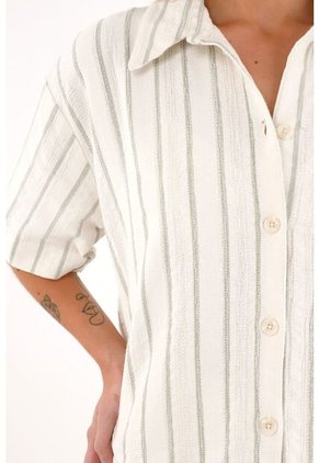 Topmark Camisa De Diseño A Rayas Crudo Para Mujer