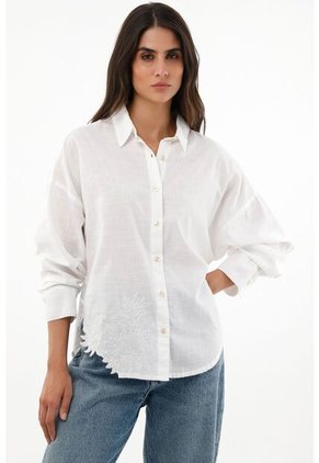 Camisa Crudo De Cuello Clásico En 100% Algodón Para Mujer