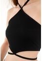 Topmark Camiseta Negra Crop Con Ajuste De Tiras Para Mujer de topmark