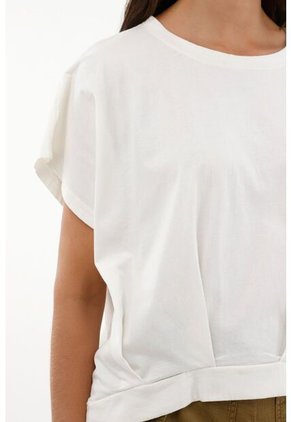 Camiseta Crudo Cuello Redondo En 100% Algodón Para Mujer