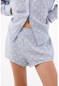 Topmark Bermuda Relajada Con Rayas Finas Y Micro Motivos En Azul Para Mujer de topmark