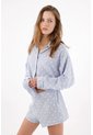Topmark Bermuda Relajada Con Rayas Finas Y Micro Motivos En Azul Para Mujer de topmark