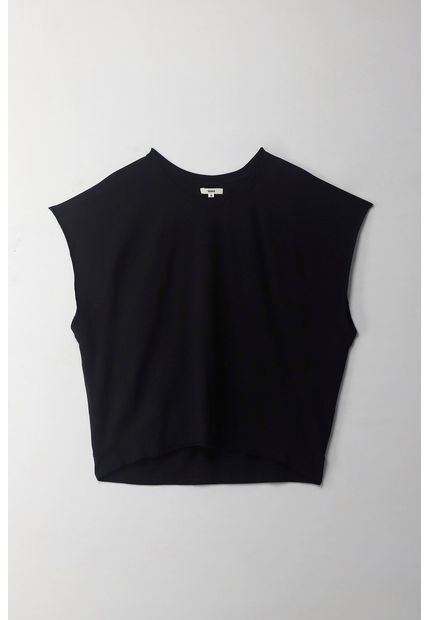 Camiseta Con Cortes Verticales Negra Para Mujer