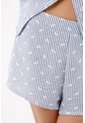 Topmark Bermuda Relajada Con Rayas Finas Y Micro Motivos En Azul Para Mujer de topmark