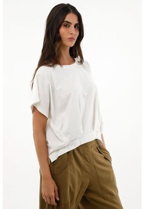 Camiseta Crudo Cuello Redondo En 100% Algodón Para Mujer