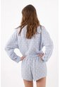 Topmark Bermuda Relajada Con Rayas Finas Y Micro Motivos En Azul Para Mujer de topmark