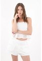 Topmark Bermuda Fit Tradicional Con Bordado Ojalillo En Algodón Blanco Para Mujer de topmark