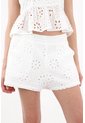 Topmark Bermuda Fit Tradicional Con Bordado Ojalillo En Algodón Blanco Para Mujer de topmark
