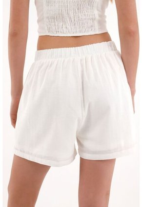 Topmark Short Con Tela Bordada En Delantero Crudo Para Mujer