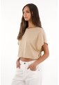 Topmark Camiseta Crop Amplia Café Con Caída Ligera Para Mujer de topmark