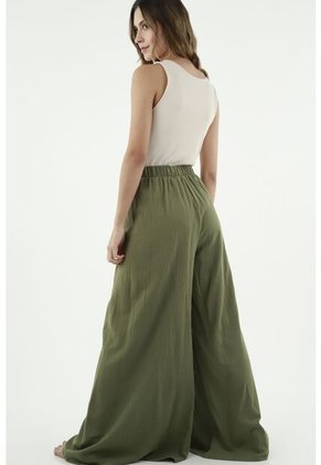 Pantalón Verde Ancho Para Mujer