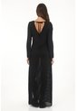 Topmark Vestido Largo Semiajustado Con Abertura Negro Para Mujer de topmark