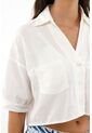 Camisa Crudo De Cuello Solapa Oversize Para Mujer de topmark