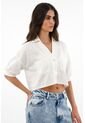 Camisa Crudo De Cuello Solapa Oversize Para Mujer de topmark