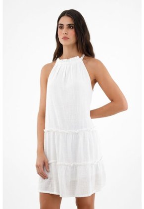 Vestido De Cuello Halter Blanco Para Mujer