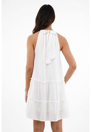 Vestido De Cuello Halter Blanco Para Mujer