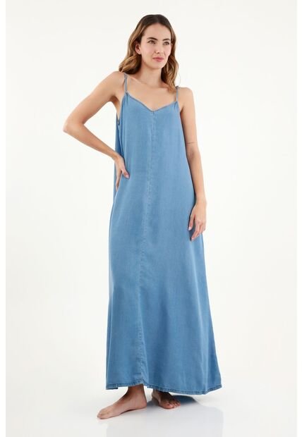 Vestido Largo Azul Para Mujer