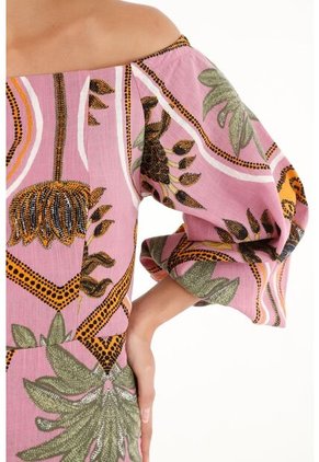 Vestido Largo Estampado De Escote Bandeja Para Mujer