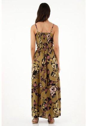 Vestido Largo Con Fajón En Cintura Para Mujer