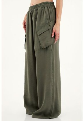 Pantalón Verde De Silueta Amplia Para Mujer