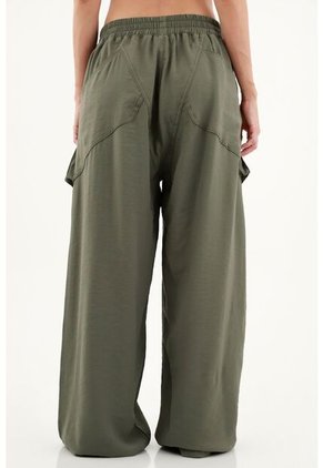 Pantalón Verde De Silueta Amplia Para Mujer