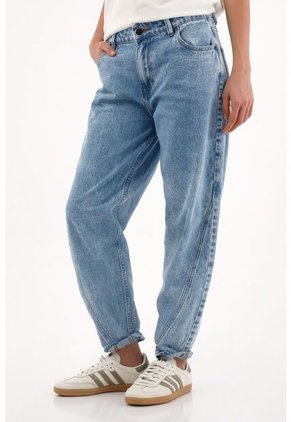 Topmark Jean Boyfriend Tiro Medio Azul Para Mujer