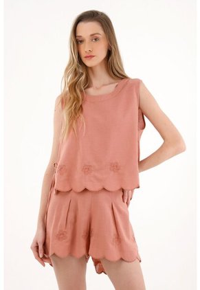 Topmark Camisa Manga Sisa Con Bordado En Ruedo Para Mujer