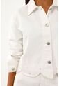 Topmark Chaqueta Denim Blanca Con Ruedo Bordado Para Mujer de topmark