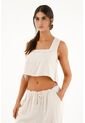 Camisa Escote Cuadrado Manga Sisa Crudo Para Mujer de topmark