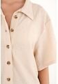 Camisa Manga Corta De Tela Con Textura Crudo Para Mujer de topmark