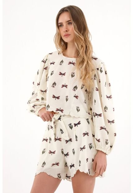 Topmark Camisa Crop Con Estampado De Mariposas Para Mujer