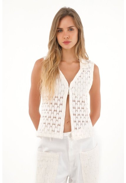 Topmark Chaleco Con Encaje Crudo Para Mujer
