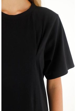 Topmark Camiseta Manga Corta Con Pinzas Negra Para Mujer