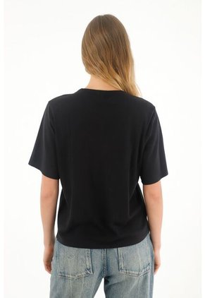 Topmark Camiseta Manga Corta Con Pinzas Negra Para Mujer