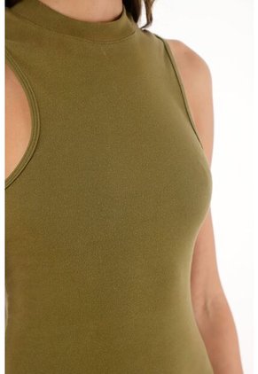 Vestido Corto Ajustado Con Boleros Verde Para Mujer