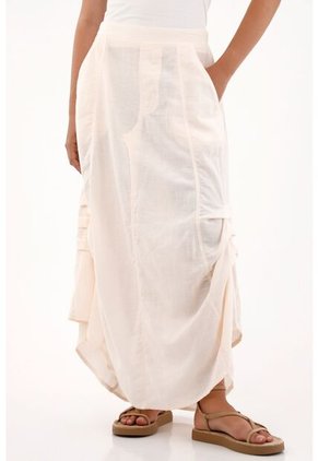 Topmark Falda Larga Con Bolsillos De Parche Crudo Para Mujer