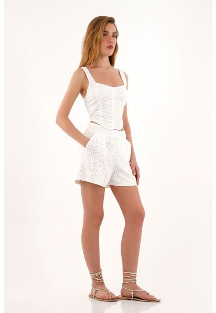 Topmark Bermuda Crudo Con Pretina Elástica En Ojalillo Para Mujer