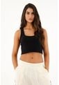 Topmark Camiseta Negra Silueta Crop Para Mujer de topmark