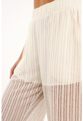 Topmark Pantalón Recto De Tejido Abierto Crudo Para Mujer