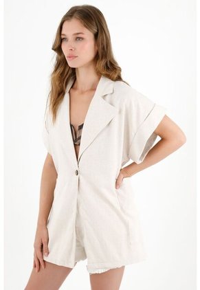 Topmark Chaleco Con Cuello De Solapa Crudo Para Mujer