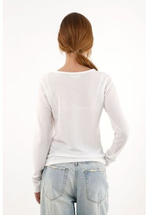 Topmark Camiseta Blanca Cuello Redondo Con Textura Para Mujer