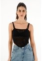 Topmark Camiseta Tipo Pañoleta Tejida Negra Para Mujer de topmark