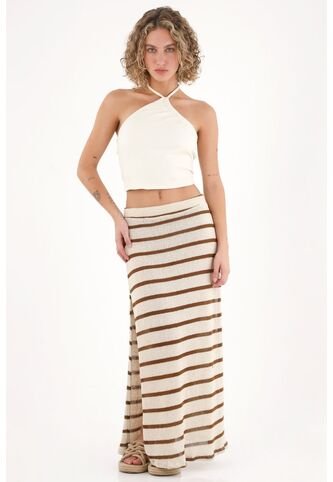 Topmark Camiseta Crop De Tiras Que Anudan En Cuello Crudo Para Mujer topmark