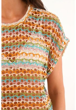 Topmark Camiseta Con Diseño En Malla Multicolor Para Mujer