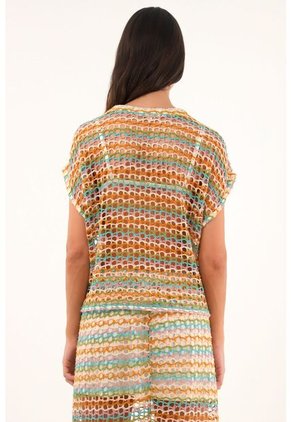 Topmark Camiseta Con Diseño En Malla Multicolor Para Mujer