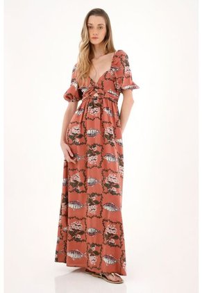 Vestido Largo Con Manga Englobada Para Mujer