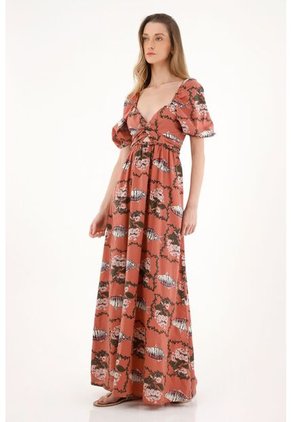 Vestido Largo Con Manga Englobada Para Mujer